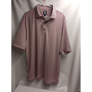 Footjoy FJ Shirt Men XL Red White Golf Polo‎ Short Sleeve Performance